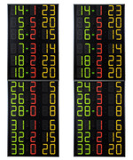 Tabelloni elettronici laterali (guanciali) omologati FIBA, che visualizzano il N.ro di maglia, i Falli / Penalit ed i Punti dei 12 giocatori delle 2 squadre